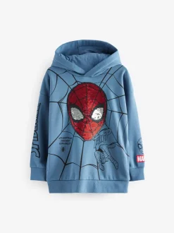 Bleu moyen - Sweat à capuche Spiderman à sequins Flip (3-16ans)