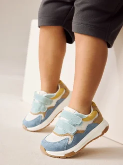 Bleu multicolore - Baskets Fermeture par contact en daim