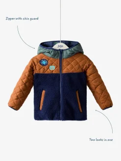 Bleu multicolore - Veste JoJo Maman Bébé réversible doublée de polaire