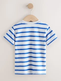 Bleu Pirates - Lot de 3 t-shirts appliqués à manches courtes (3mois7ans)