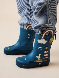 Bleu plage - Bottes de pluie à poignée