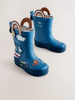 Bleu plage - Bottes de pluie à poignée