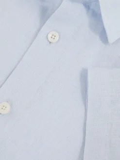 bleu pâle - Chemise Reiss Holiday en lin à manches courtes