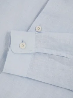 bleu pâle - Chemise Reiss Ruban en lin à col coupé