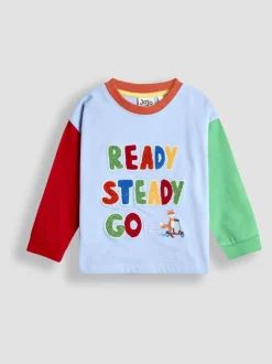 Bleu prêt à continuer - Haut JoJo Maman Bébé à motif appliqué