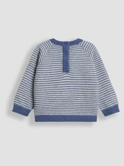 Bleu Safari Friends - Pull JoJo Maman Bébé à motif appliqué au crochet