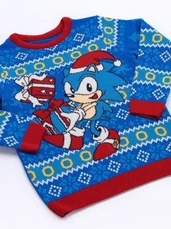 Bleu Sonic - Pull de Noël Vanilla Underground enfant