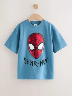 Bleu Spiderman - T-shirt à sequins réversibles (3-16ans)