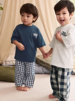 Bleu/Blanc - Lot de 2 pyjamas longs à manches courtes (9mois à12ans)