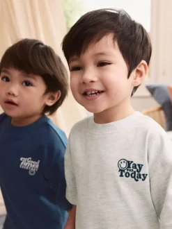 Bleu/Blanc - Lot de 2 pyjamas longs à manches courtes (9mois à12ans)