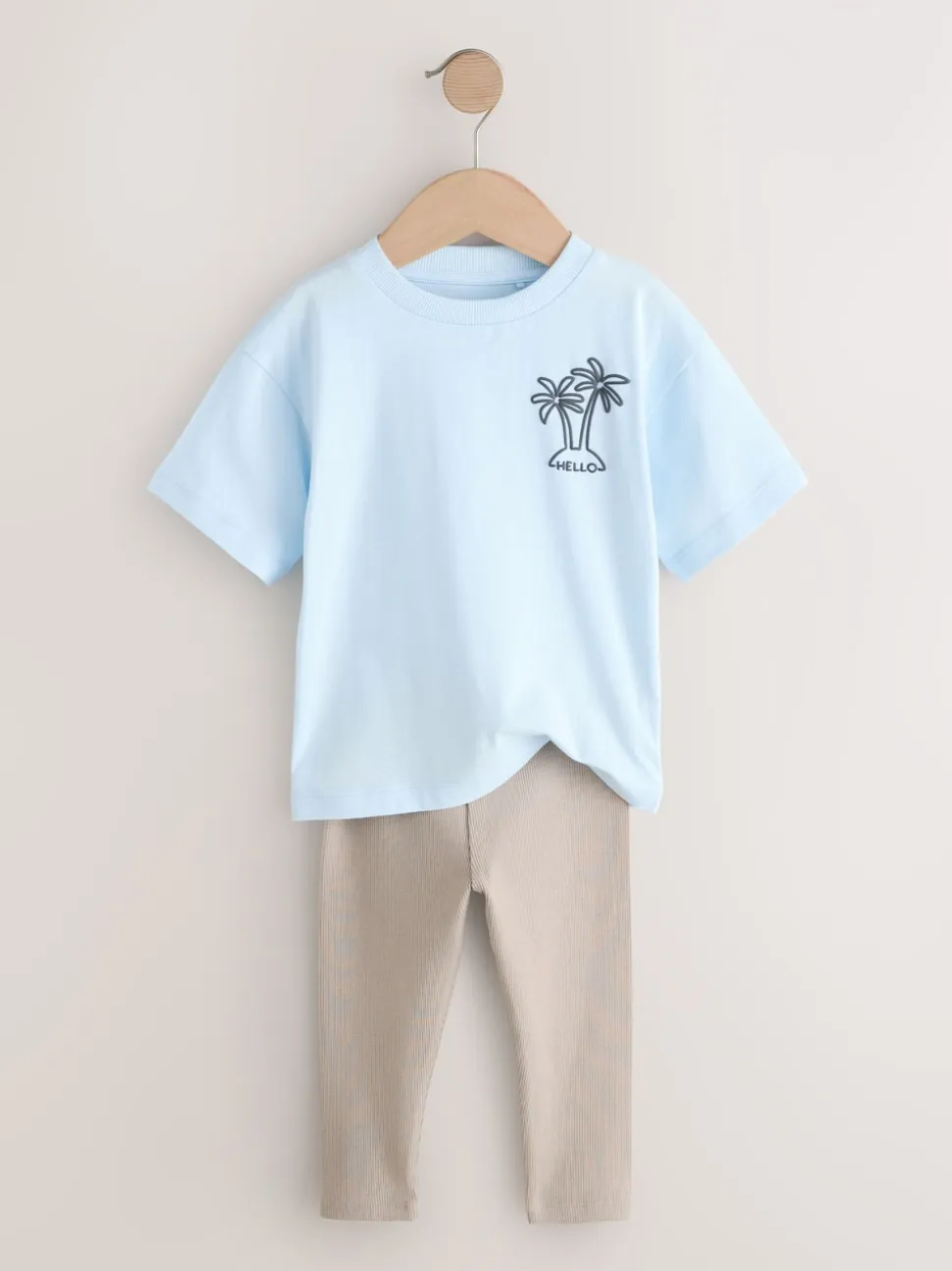 Bleu/blanc/marron - Ensemble haut et legging à manches courtes Lot de 3 (3mois7ans)