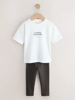 Bleu/blanc/marron - Ensemble haut et legging à manches courtes Lot de 3 (3mois7ans)