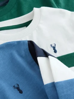 Bleu/blanc/vert - T-shirts à manches longues color-block, lot de 3 (3-16ans)