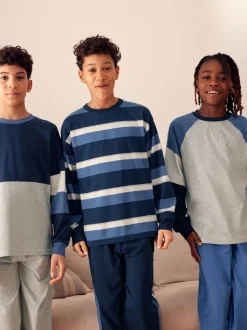 Bleu/bleu marine/gris - Lot de 3 pyjamas à jambes courtes (3-16ans) (3-16ans)
