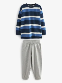 Bleu/bleu marine/gris - Lot de 3 pyjamas à jambes courtes (3-16ans) (3-16ans)