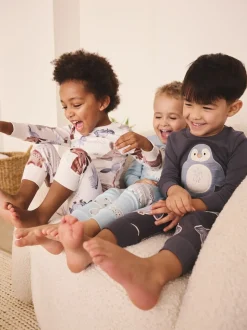Bleu/écru Animal - Lot de 3 pyjamas Snuggle (9mois-8ans)