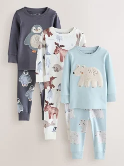 Bleu/écru Animal - Lot de 3 pyjamas Snuggle (9mois-8ans)