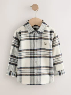 Bleu/Ecru - Chemise Personnage Manches longues (3mois-7ans)