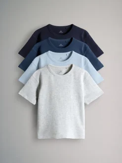 Bleu/Gris chiné/Bleu bleu marine - The Set lot de 4 t-shirts gaufrés à manches courtes