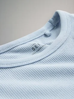 Bleu/Gris chiné/Bleu bleu marine - The Set lot de 4 t-shirts gaufrés à manches courtes