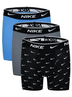 Bleu/gris/noir - Lot de 3 boxers extensibles en coton Nike Imprimé E Day