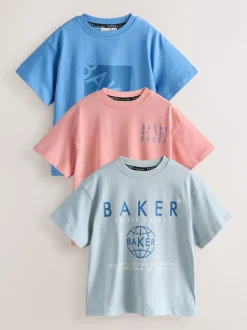Bleu/Gris/Orange - Lot de t-shirts Baker by Ted Baker Graphic Imprimé 3 Lot