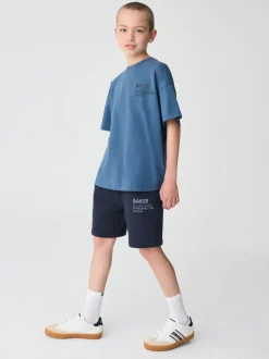 Bleu/Marine - Baker by Ted Baker ensemble t-shirt et short oversize à motif tonal