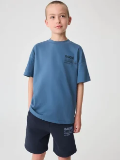 Bleu/Marine - Baker by Ted Baker ensemble t-shirt et short oversize à motif tonal