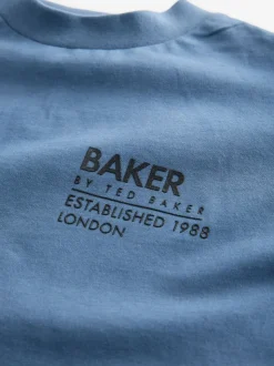 Bleu/Marine - Baker by Ted Baker ensemble t-shirt et short oversize à motif tonal
