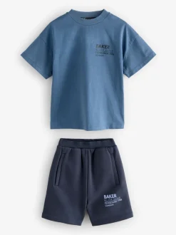 Bleu/Marine - Baker by Ted Baker ensemble t-shirt et short oversize à motif tonal