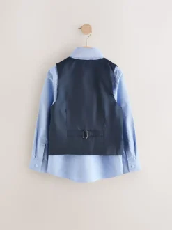 Bleu/Marine - Ensemble gilet, chemise et cravate (12mois à16ans)