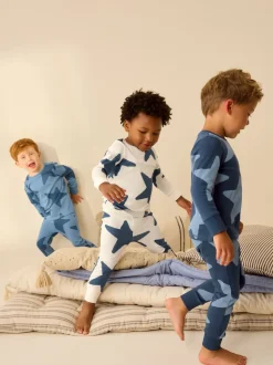 Bleu/Marine - Lot de 3 pyjamas Snuggle (9mois-10ans)