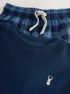 Bleu/Marine - Pyjama tissé simple (3-16ans)