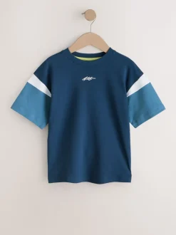 Bleu/marine/blanc - Lot de 3 t-shirts color block à manches courtes (3-16ans)