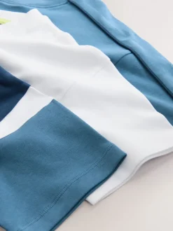 Bleu/marine/blanc - Lot de 3 t-shirts color block à manches courtes (3-16ans)