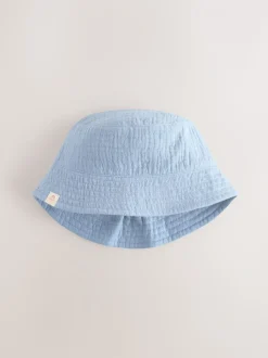 Bleu/marron - 100% coton Bébé Chapeaux seaux 2 Lot (0mois-2ans)