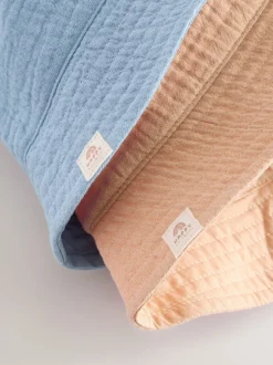 Bleu/marron - 100% coton Bébé Chapeaux seaux 2 Lot (0mois-2ans)