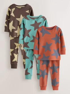 Bleu/marron - Lot de 3 pyjamas Snuggle (9mois-10ans)