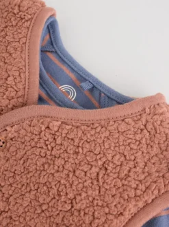 Bleu/marron Bear Hugs Slogan Borg - Ensemble Gilet et Leggings bébé (0mois-2ans)