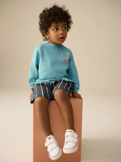 Bleu/Noir - Ensemble sweat-shirt et short (3mths-7yrs)