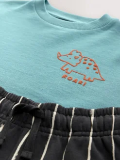 Bleu/Noir - Ensemble sweat-shirt et short (3mths-7yrs)