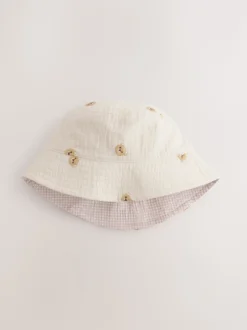 Bleu/ours neutre brodé - 100% coton Bébé Chapeaux seaux 2 Lot (0mois-2ans)