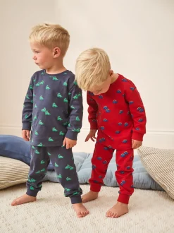 Bleu/Rouge/Crème - Lot de 3 pyjamas Snuggle (9mois-10ans)