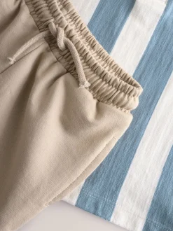 Bleu/Tan - Ensemble polo texturé à manches courtes et short (3mois7ans)