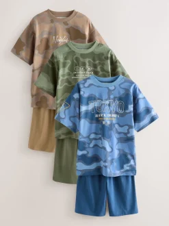 Bleu/Vert camouflage - Pyjama court 3 Pack (3-16ans)