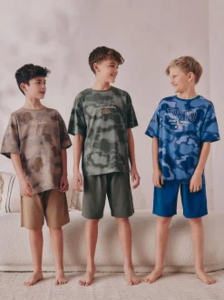 Bleu/Vert camouflage - Pyjama court 3 Pack (3-16ans)