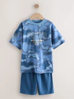 Bleu/Vert camouflage - Pyjama court 3 Pack (3-16ans)