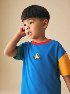 Bleu/vert/jaune Digger - T-shirt color block à manches courtes (3mois-7ans) (3mois-7ans)