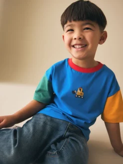 Bleu/vert/jaune Digger - T-shirt color block à manches courtes (3mois-7ans) (3mois-7ans)