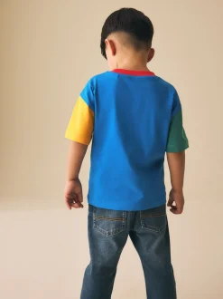 Bleu/vert/jaune Digger - T-shirt color block à manches courtes (3mois-7ans) (3mois-7ans)